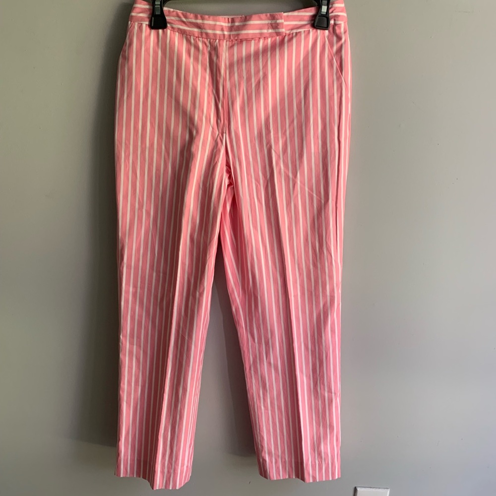 Brooks Brothers Pink White Striped Ankle Pants